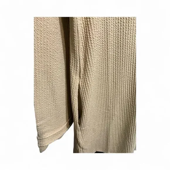 Waffle Knit Sweater Dress with Pockets Small Tan Beige Long Sleeve Cozy Fall - Picture 3 of 3